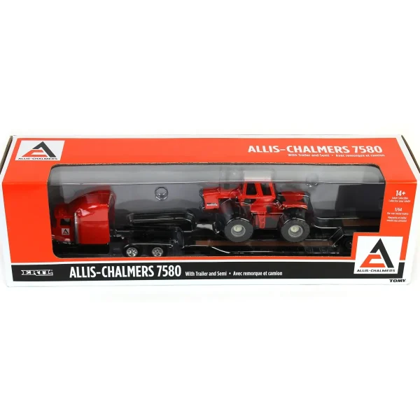 Manufacturer_ERTL Tractors | Lowboys & Flatbeds<1/64 Allis Chalmers 7580 Maroon Belly with Semi & Lowboy Trailer