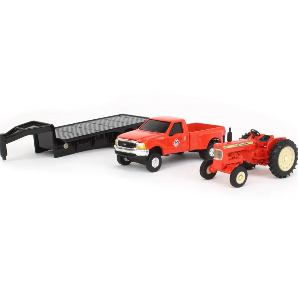 Manufacturer_ERTL Tractors<1/64 Allis Chalmers Die-cast Set w/ D19 Tractor, Ford F-350 & 5th Wheel Trailer