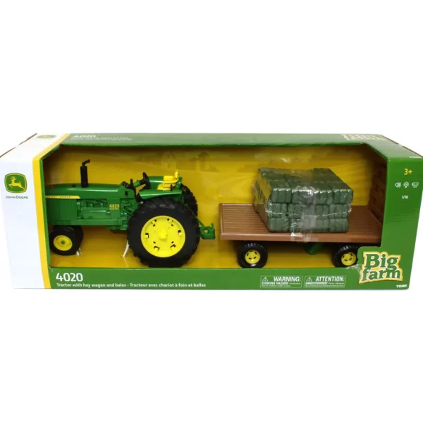 Manufacturer_ERTL Tractors<1/16 Big Farm John Deere 4020 Narrow Front with Hay Wagon and 36 Bales