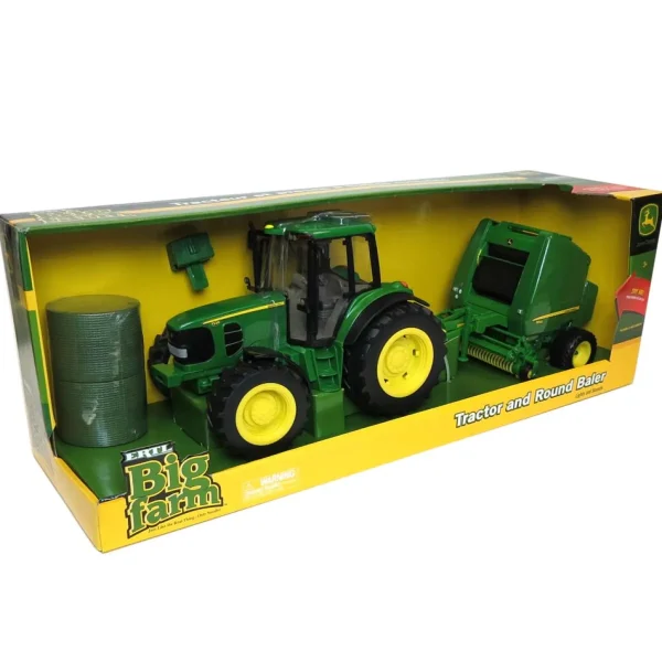 Manufacturer_ERTL Implements<1/16 Big Farm John Deere 7330 with 854 Round Baler & 2 Bales
