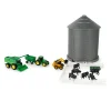 Manufacturer_ERTL Tractors | Implements<1/64 Big Farm 20-Piece Grain Bin Set with John Deere Combine, Tractor & Skid Steer