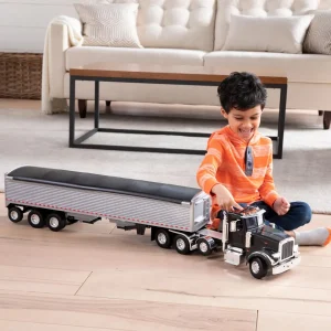 Manufacturer_ERTL Tractors<1/16 Big Roads Black Peterbilt Model 367 with Grain Trailer and Lights & Sounds