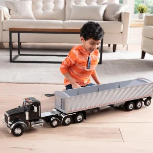 Manufacturer_ERTL Tractors<1/16 Big Roads Black Peterbilt Model 367 with Grain Trailer and Lights & Sounds