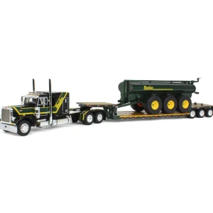 Manufacturer_DCP by First Gear Implements | Lowboys & Flatbeds<1/64 Black Husky Peterbilt 379 w/ Fontaine Renegade Lowboy & Husky Manure Spreader, DCP by First Gear