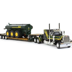 Manufacturer_DCP by First Gear Implements | Lowboys & Flatbeds<1/64 Black Husky Peterbilt 379 w/ Fontaine Renegade Lowboy & Husky Manure Spreader, DCP by First Gear
