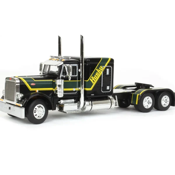 Manufacturer_DCP by First Gear Implements | Lowboys & Flatbeds<1/64 Black Husky Peterbilt 379 w/ Fontaine Renegade Lowboy & Husky Manure Spreader, DCP by First Gear