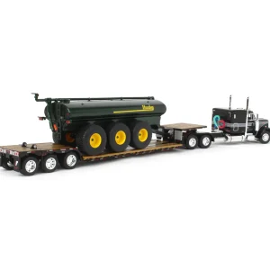 Manufacturer_DCP by First Gear Implements | Lowboys & Flatbeds<1/64 Black Peterbilt 379 w/ Fontaine Renegade Lowboy & Husky Manure Spreader, DCP by First Gear