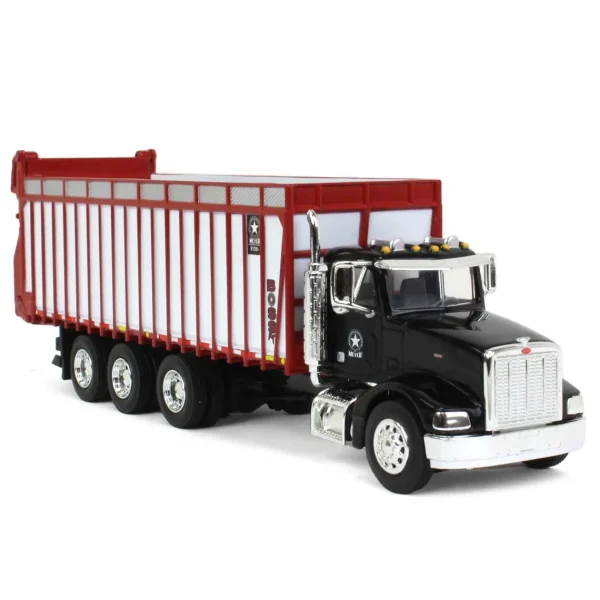 Manufacturer_SpecCast Implements<1/64 Black Peterbilt 385 w/ Red & White Meyer 8126RT Boss Forage Box