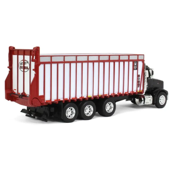 Manufacturer_SpecCast Implements<1/64 Black Peterbilt 385 w/ Red & White Meyer 8126RT Boss Forage Box