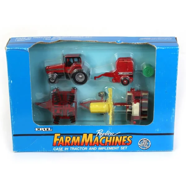 Manufacturer_ERTL Tractors | Implements<1/64 Case IH Tractor & Implement Set with 7130 Magnum, 8465 Baler, Bale, Wing Disk, Sprayer & Planter