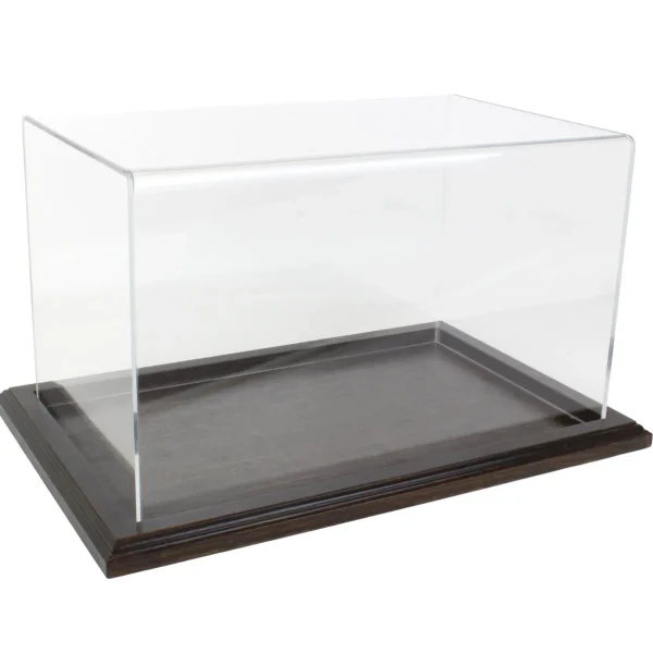 Outback Toys Tractors<Clear Acrylic Display Case with Dark Stained Wooden Base, 14in x 8.5in x 8in