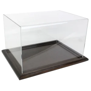 Outback Toys Tractors<Clear Acrylic Display Case with Dark Stained Wooden Base, 16in x 12in x 10in