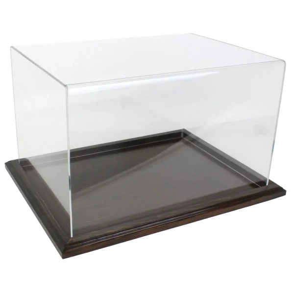 Outback Toys Tractors<Clear Acrylic Display Case with Dark Stained Wooden Base, 16in x 12in x 10in