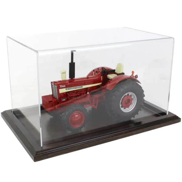 Outback Toys Tractors<Clear Acrylic Display Case with Dark Stained Wooden Base, 14in x 8.5in x 8in