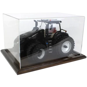 Outback Toys Tractors<Clear Acrylic Display Case with Dark Stained Wooden Base, 16in x 12in x 10in