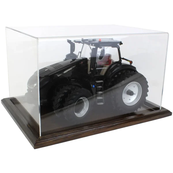 Outback Toys Tractors<Clear Acrylic Display Case with Dark Stained Wooden Base, 16in x 12in x 10in