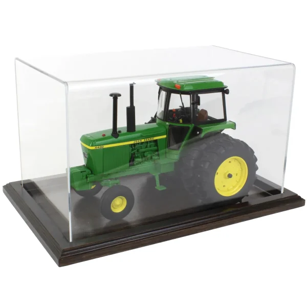 Outback Toys Tractors<Clear Acrylic Display Case with Dark Stained Wooden Base, 14in x 8.5in x 8in