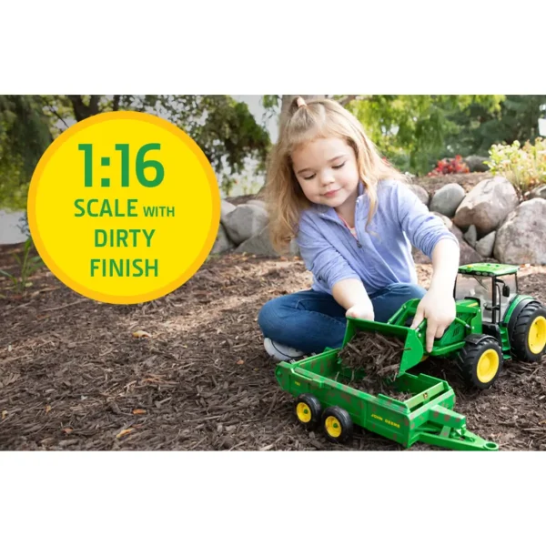 Manufacturer_ERTL Tractors | Implements<1/16 ERTL Big Farm John Deere 6210R with Loader & "Dirty" 780 Hydra Push Spreader