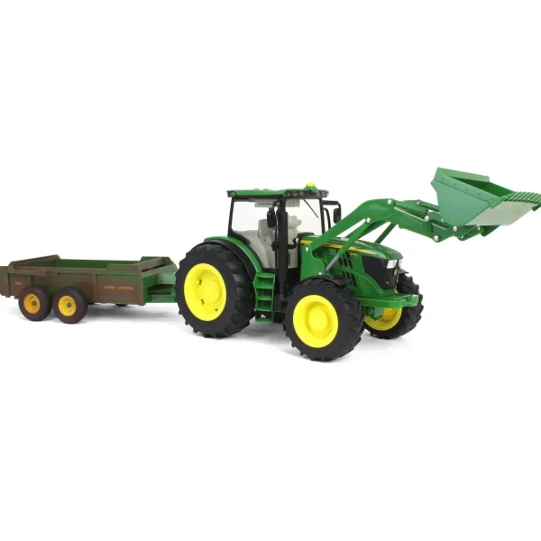Manufacturer_ERTL Tractors | Implements<1/16 ERTL Big Farm John Deere 6210R with Loader & "Dirty" 780 Hydra Push Spreader