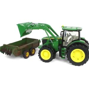 Manufacturer_ERTL Tractors | Implements<1/16 ERTL Big Farm John Deere 6210R with Loader & "Dirty" 780 Hydra Push Spreader