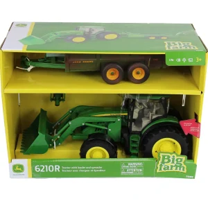 Manufacturer_ERTL Tractors | Implements<1/16 ERTL Big Farm John Deere 6210R with Loader & "Dirty" 780 Hydra Push Spreader