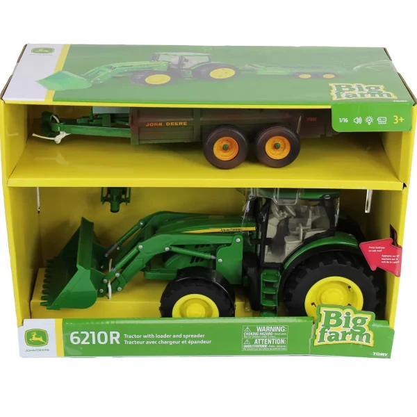 Manufacturer_ERTL Tractors | Implements<1/16 ERTL Big Farm John Deere 6210R with Loader & "Dirty" 780 Hydra Push Spreader