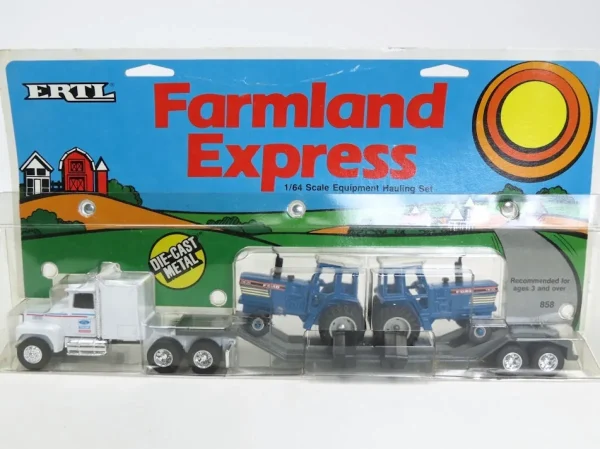 Manufacturer_ERTL Tractors | Lowboys & Flatbeds<1/64 Ford Semi with 2 Ford TW-35 Tractors