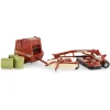 Manufacturer_ERTL Implements<1/64 Hesston 3 Piece Haying Set w/ Baler, Hay Rake, Mower & Bales