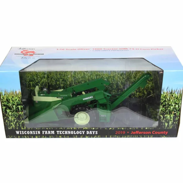 Manufacturer_SpecCast Tractors<1/16 High Detail Oliver 1600 with 74H Mounted Corn Picker, 2019 Wisconsin Tech Days Limited Edition