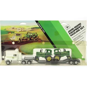 Manufacturer_ERTL Tractors | Lowboys & Flatbeds<1/64 International Semi with Lowboy and 2 John Deere Tractors, No Model Number
