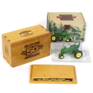 Manufacturer_ERTL Tractors<1/64 John Deere A with Farmer, ERTL 50 Anniversary Wooden Box