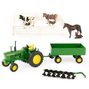 Manufacturer_ERTL Tractors<1/32 John Deere Farm Toy Playset with Tractor, Wagon, Plow, Animals & Fence