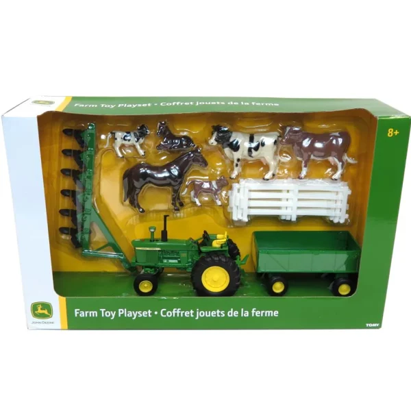 Manufacturer_ERTL Tractors<1/32 John Deere Farm Toy Playset with Tractor, Wagon, Plow, Animals & Fence