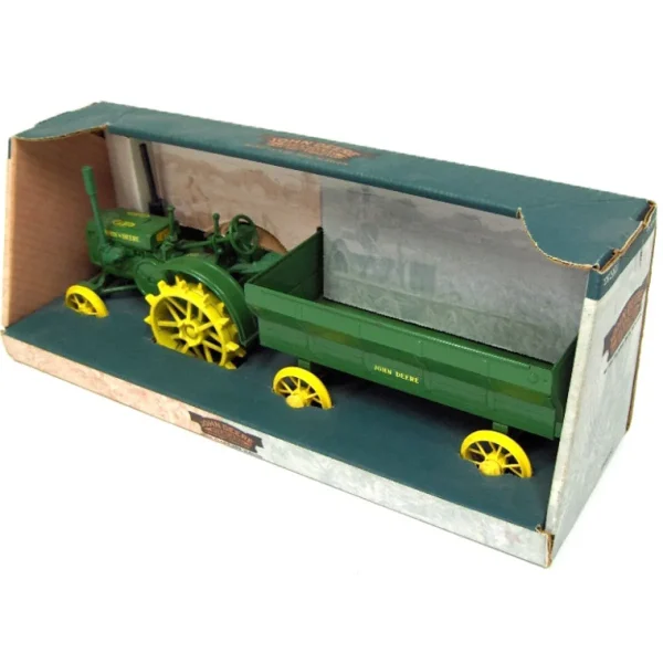 Manufacturer_ERTL Implements | Tractors<1/16 John Deere GP with Flare Box Wagon on Steel Wheels, Made in the USA by ERTL