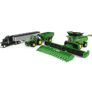 Manufacturer_ERTL Tractors | Combines & Harvesters<1/64 John Deere Harvesting Set w/ 8R 370 Tractor, Grain Cart, X9 1100 Combine & Grain Semi