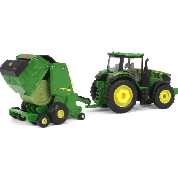 Manufacturer_ERTL Tractors | Implements<1/64 John Deere Haying Set w/ W235R Windrower, 7R 250 Tractor, Hay Rake, 561R Baler & 6 Bales