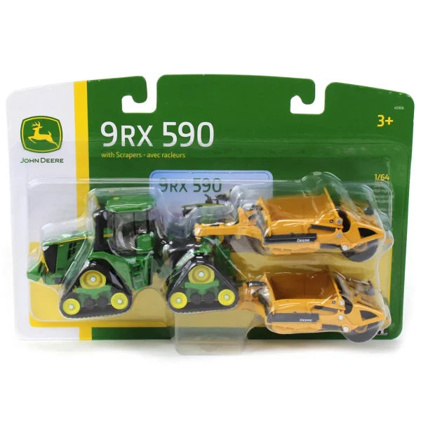 Manufacturer_ERTL Tractors | Implements<1/64 John Deere 9RX 590 Scraper Special with 1812DC Scrapers