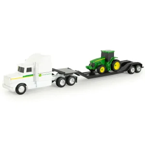 Manufacturer_ERTL Tractors<1/64 John Deere Semi, Lowboy & Tractor with Loader, Collect N Play Value Set