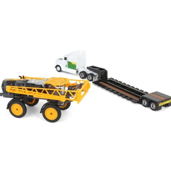 Manufacturer_ERTL Implements | Combines & Harvesters<1/64 John Deere Semi with Lowboy Trailer & Hagie STS12 Sprayer