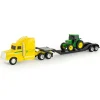 Manufacturer_ERTL Tractors<1/64 John Deere Yellow Semi, Lowboy & Tractor, Collect N Play Value Set
