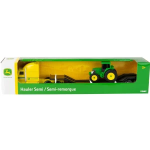 Manufacturer_ERTL Tractors<1/64 John Deere Yellow Semi, Lowboy & Tractor, Collect N Play Value Set