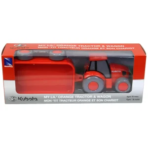 Manufacturer_New Ray Toys Inc. Implements<Kubota Tractor with Wagon, Plastic Kids Toy