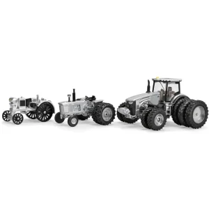 Manufacturer_Other Tractors<1/64 Limited Edition 100 Years Silver and Black John Deere 8400R, 4020, Waterloo Three Piece Set