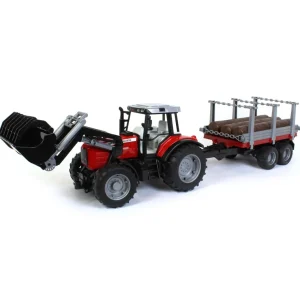 Manufacturer_Bruder Toys Tractors<1/16 Massey Ferguson 7480 with Front Loader and Timber Trailer