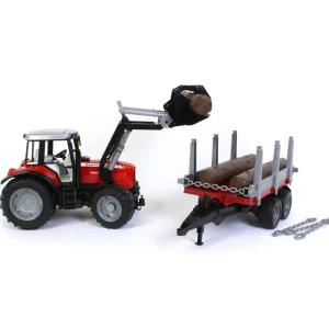 Manufacturer_Bruder Toys Tractors<1/16 Massey Ferguson 7480 with Front Loader and Timber Trailer