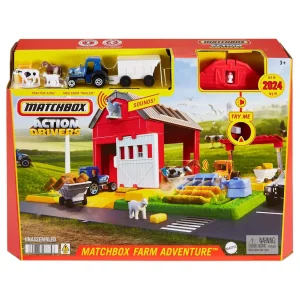 Manufacturer_Other Tractors | Combines & Harvesters<1/64 Matchbox Farm Adventure Playset with Tractor, Trailer, Animals & More