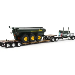 Manufacturer_DCP by First Gear Implements | Lowboys & Flatbeds<1/64 Metallic Green Husky Peterbilt 379 w/ Fontaine Renegade Lowboy & Husky Manure Spreader, DCP by First Gear