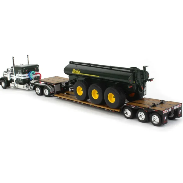 Manufacturer_DCP by First Gear Implements | Lowboys & Flatbeds<1/64 Metallic Green Husky Peterbilt 379 w/ Fontaine Renegade Lowboy & Husky Manure Spreader, DCP by First Gear