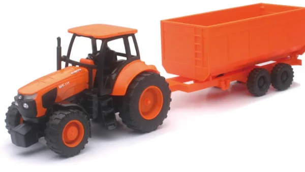 Manufacturer_New Ray Toys Inc. Tractors<1/32nd Plastic Kubota M5 Tractor and Dump Trailer set from New Ray AS-05685