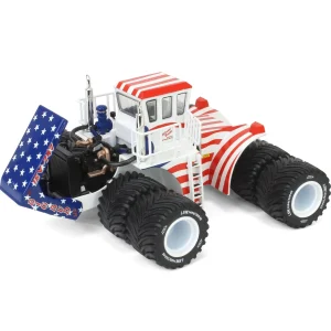 Manufacturer_First Gear, Inc. Tractors<Patriotic Version ~ 1/64 Big Bud 16V-747 Silver Series Detroit 1100 HP with Titan Goodyear LSW Tires